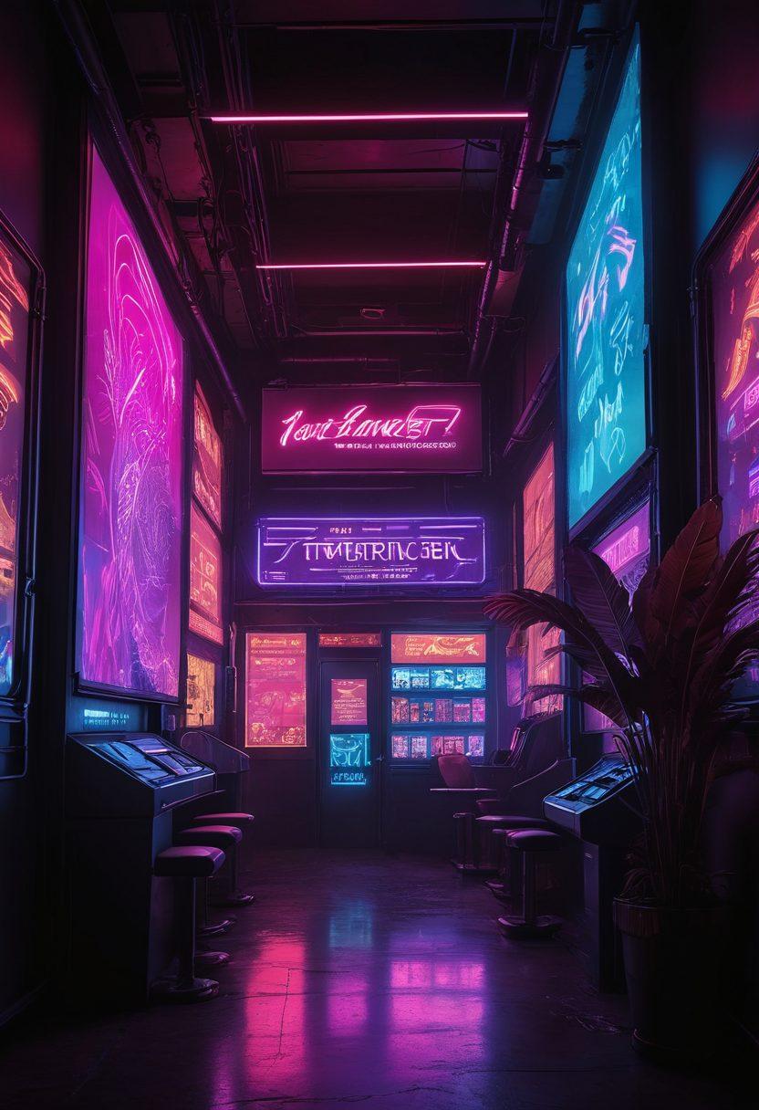 A sleek, modern interface with vibrant screens displaying various adult content portals, highlighted by glowing neon signs and subtle silhouettes, set against a dark background with suggestive yet tasteful elements like feathers and velvet. neon cyberpunk, vibrant colors, high contrast, dark theme.